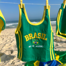 Camisa Regata Cropped Bordada Feminina