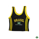 Camisa Regata Cropped Bordada Feminina