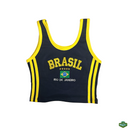 Camisa Regata Cropped Bordada Feminina