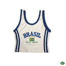 Camisa Regata Cropped Bordada Feminina